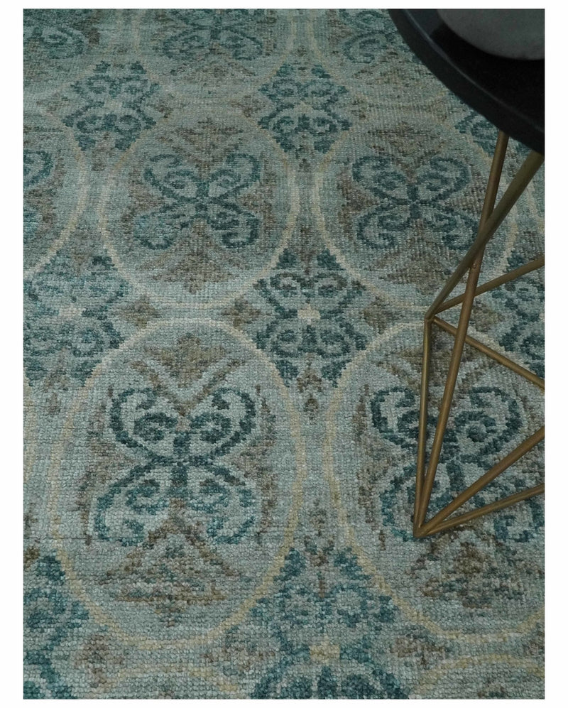 8x10 Hand Knotted Gray, Blue and Brown Modern Persian Style Contemporary Recycled Silk Area Rug | OP31