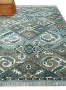 8x10 Hand Knotted Gray, Blue and Ivory Traditional Persian Oushak Wool Rug | AC6810