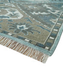 8x10 Hand Knotted Gray, Blue and Ivory Traditional Persian Oushak Wool Rug | AC6810