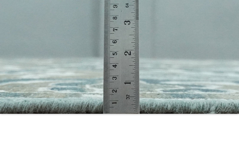 8x10 Hand Knotted Gray, Blue and Ivory Traditional Persian Oushak Wool Rug | AC6810