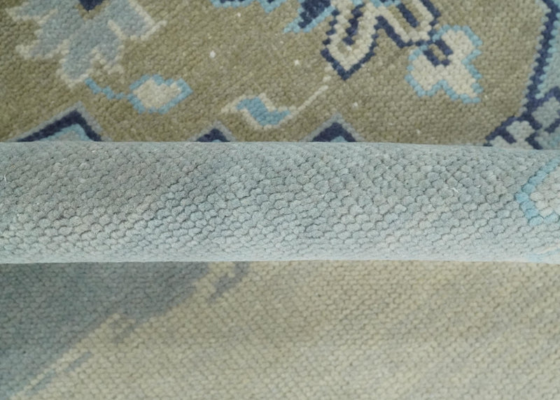 8x10 Hand Knotted Heriz Serapi Blue, Beige and Brown Traditional Antique Persian Area Rug | AC29810