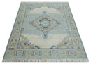 8x10 Hand Knotted Heriz Serapi Blue, Beige and Brown Traditional Antique Persian Area Rug | AC29810