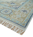 8x10 Hand Knotted Heriz Serapi Blue, Beige and Brown Traditional Antique Persian Area Rug | AC29810