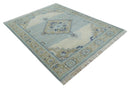 8x10 Hand Knotted Heriz Serapi Blue, Beige and Brown Traditional Antique Persian Area Rug | AC29810