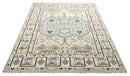 Antique Ivory and Blue Traditional Hand Knotted 8x10 Wool Area Rug