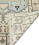 Antique Ivory and Blue Traditional Hand Knotted 8x10 Wool Area Rug