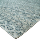 8x10 Hand Knotted Ivory and Blue Modern Contemporary Southwestern Tribal Trellis Recycled Silk Area Rug | OP37