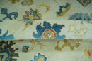 8x10 Hand Knotted Ivory and Blue Traditional Oriental Oushak wool area rug