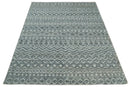 8x10 Hand Knotted Ivory and Gray Modern Contemporary Southwestern Tribal Trellis Recycled Silk Area Rug | OP47