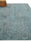 8x10 hand knotted Ivory, Aqua and Charcoal Modern Abstract Wool and Bamboo Silk Area Rug by The Rug Decor