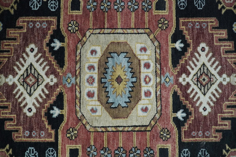 8x10 Hand Knotted Ivory, Black and Rust Traditional Heriz Serapi Antique Wool Rug | TRDCP753