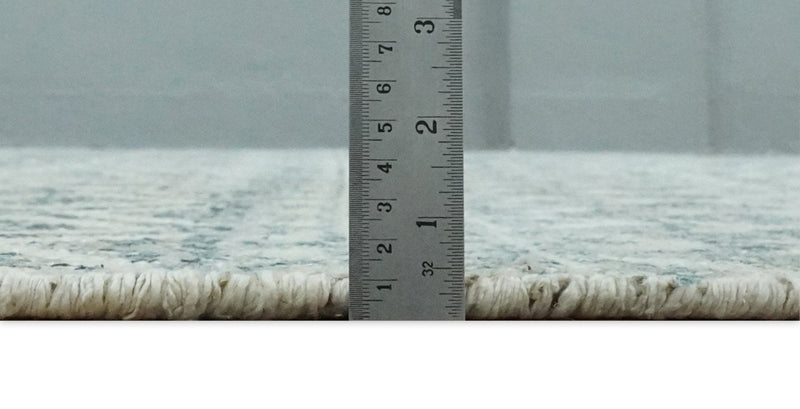 8x10 Hand Knotted Ivory, Gray and Blue Modern Contemporary Southwestern Tribal Trellis Recycled Silk Area Rug | OP40