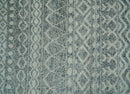 8x10 Hand Knotted Ivory, Gray and Blue Modern Contemporary Southwestern Tribal Trellis Recycled Silk Area Rug | OP40