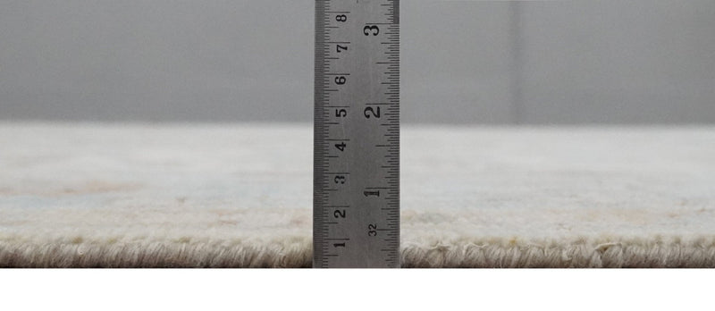 8x10 Hand Knotted Ivory, Silver and Brown Oriental Oushak Wool Area Rug