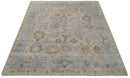 8x10 Hand Knotted Ivory, Silver and Brown Oriental Oushak Wool Area Rug