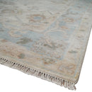 8x10 Hand Knotted Ivory, Silver and Brown Oriental Oushak Wool Area Rug