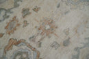 8x10 Hand Knotted Ivory, Silver and Brown Oriental Oushak Wool Area Rug