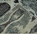 8x10 Hand Knotted Ivory, Teal and Black  Antique Persian Style Contemporary Recycled Silk Area Rug | OP39