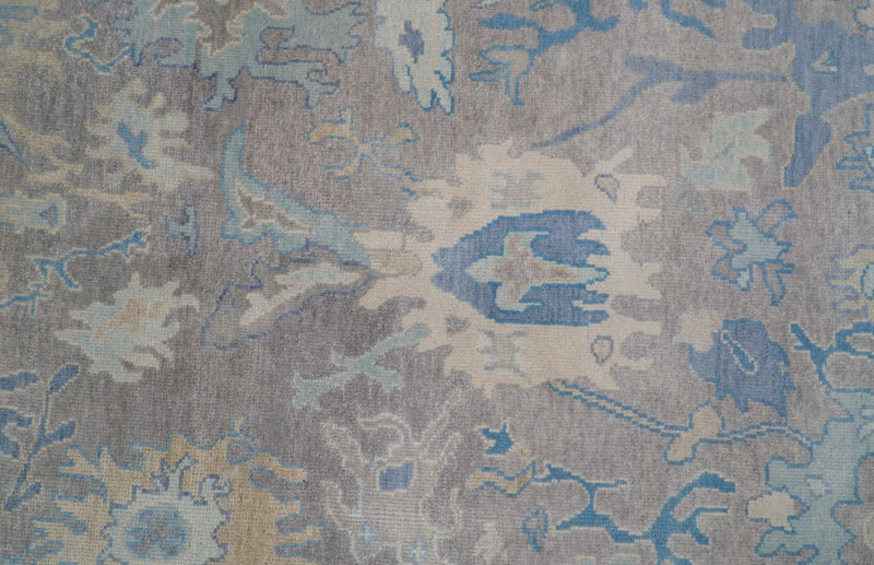 8x10 Hand Knotted Lavender Blue and Beige Traditional Persian Oushak Wool Rug | TRDCP761810