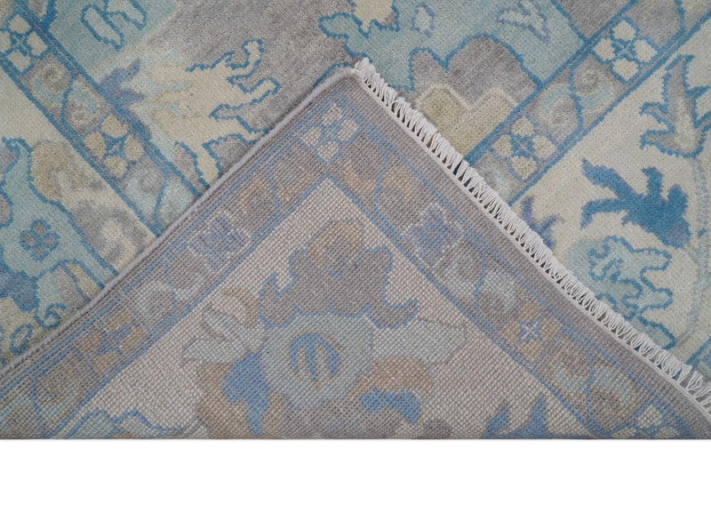 8x10 Hand Knotted Lavender Blue and Beige Traditional Persian Oushak Wool Rug | TRDCP761810