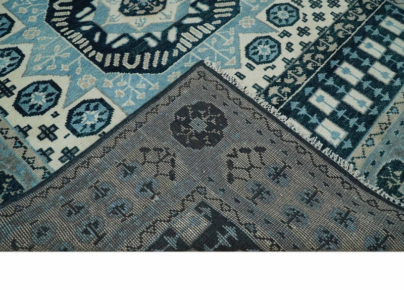 8x10 Hand Knotted Mamluk Medallion Beige, blue and Gray Traditional Persian Rug | TRDCP875810