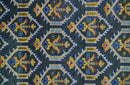 Hand Knotted Blue, Gold and Moss Green Vintage Style Custom Made wool Area Rug