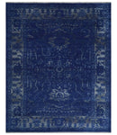 8x10 Hand Knotted Oriental Oushak Blue and Silver Wool Area Rug | TRDCP1507810S by The Rug Decor