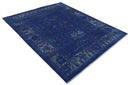 8x10 Hand Knotted Oriental Oushak Blue and Silver Wool Area Rug | TRDCP1507810S by The Rug Decor