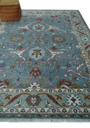 8x10 Hand Knotted Oriental Oushak Gray and Silver Wool Area Rug