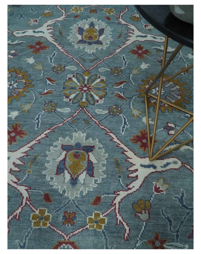 8x10 Hand Knotted Oriental Oushak Gray and Silver Wool Area Rug