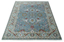 8x10 Hand Knotted Oriental Oushak Gray and Silver Wool Area Rug