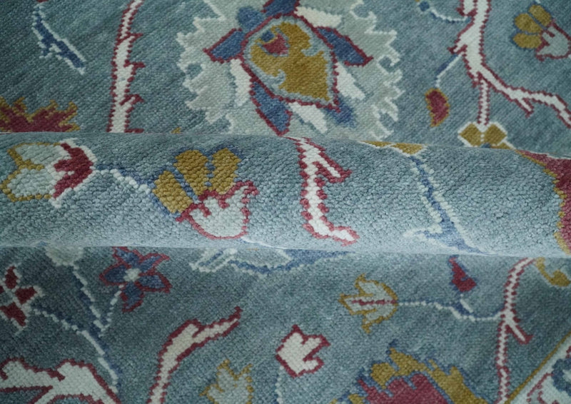 8x10 Hand Knotted Oriental Oushak Gray and Silver Wool Area Rug