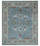 8x10 Hand Knotted Oriental Oushak Gray and Silver Wool Area Rug