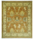 8x10 Hand Knotted Oushak Rust and Beige Traditional Antique Persian Area Rug | AC30810