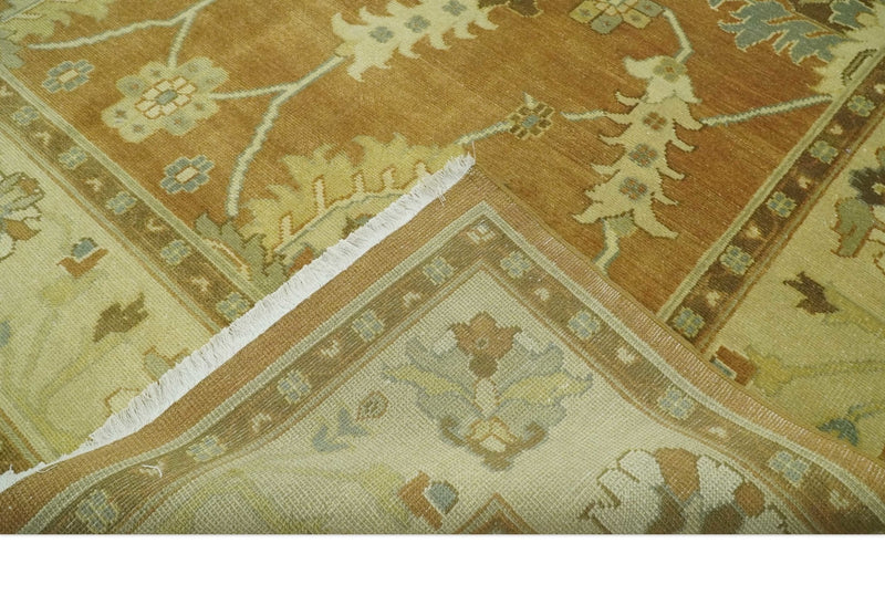 8x10 Hand Knotted Oushak Rust and Beige Traditional Antique Persian Area Rug | AC30810