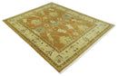 8x10 Hand Knotted Oushak Rust and Beige Traditional Antique Persian Area Rug | AC30810