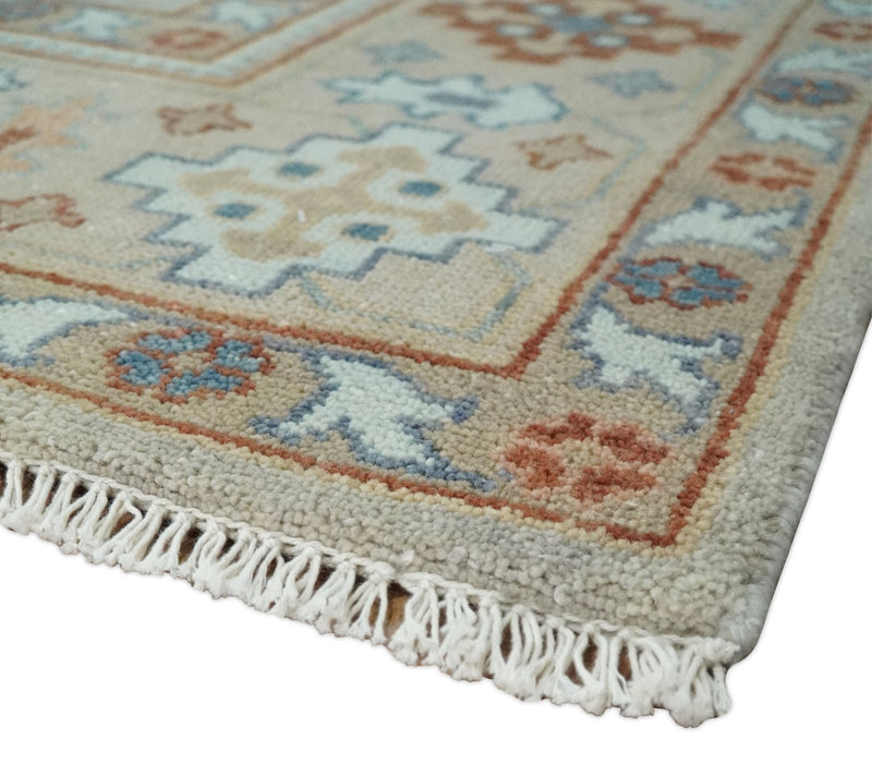 8x10 Hand Knotted Peach, Gray and Camel Traditional Persian Oushak Area Rug | TRDCP836810