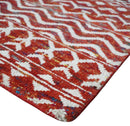 8x10 Hand Knotted Maroon and White Modern Contemporary Southwestern Tribal Trellis Recycled Silk Area Rug | OP27