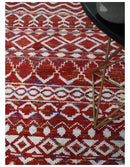 8x10 Hand Knotted Maroon and White Modern Contemporary Southwestern Tribal Trellis Recycled Silk Area Rug | OP27