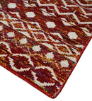 8x10 Hand Knotted Red and White Modern Contemporary Southwestern Tribal Trellis Recycled Silk Area Rug | TRDOP2