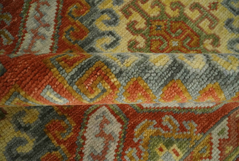 8x10 Hand Knotted Rust, Beige and Gray Oriental Traditional Wool Area Rug