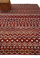 8x10 Hand Knotted Rust, Gold and White Modern Contemporary Southwestern Tribal Trellis Recycled Silk Area Rug | OP2