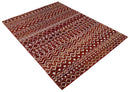 8x10 Hand Knotted Rust, Gold and White Modern Contemporary Southwestern Tribal Trellis Recycled Silk Area Rug | OP2
