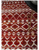 8x10 Hand Knotted Rust, Gold and White Modern Contemporary Southwestern Tribal Trellis Recycled Silk Area Rug | OP2