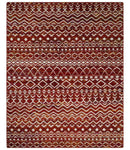 8x10 Hand Knotted Rust, Gold and White Modern Contemporary Southwestern Tribal Trellis Recycled Silk Area Rug | OP2