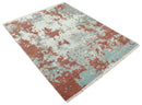 8x10 Hand Knotted Rust and Gray Modern Abstract Low Pile Contemporary Wool Rug | TRD2651