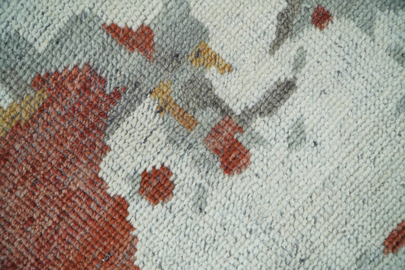 8x10 Hand Knotted Rust and Gray Modern Abstract Low Pile Contemporary Wool Rug | TRD2651