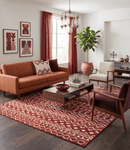 Rust Gold White Recycled Silk Hand Knotted Contemporary Southwestern Trellis Area Rug 8x10