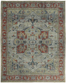 Distressed finished Beige and Brown Traditional Heriz Hand Knotted Wool Area Rug
