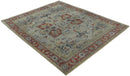 Distressed finished Beige and Brown Traditional Heriz Hand Knotted Wool Area Rug